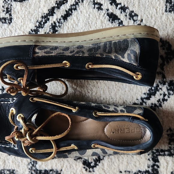 Sperry black/leopard accent women's size 10 - Picture 2 of 7